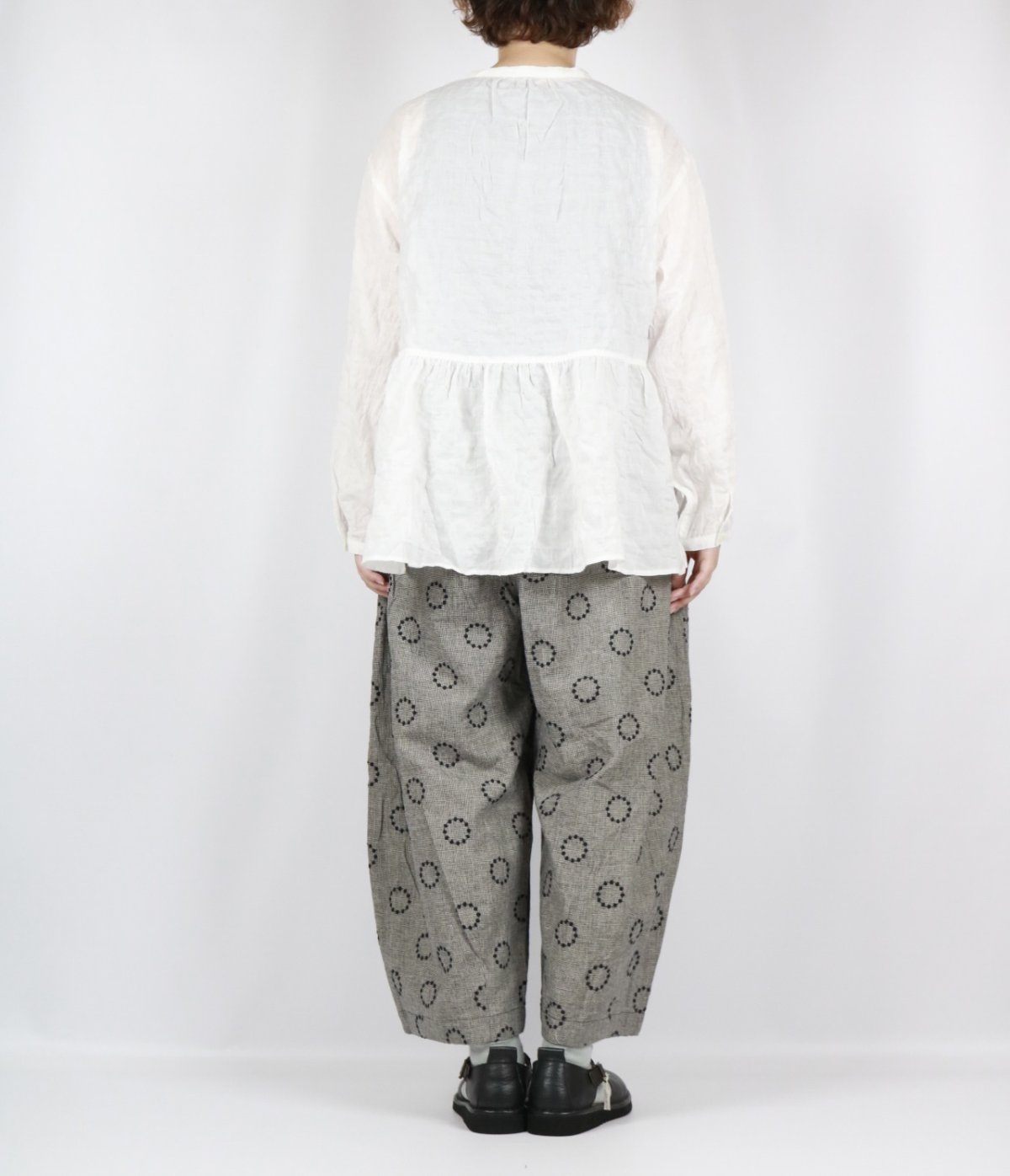 画像7: bluewillow コットンリネン平織りサークル刺繍 コクーンパンツ 3色 (7)