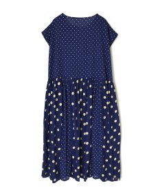 画像18: SOIL  80s COTTON VOILE DOT PRINT(PATCHWORK) BOAT NECK DRESS  (18)