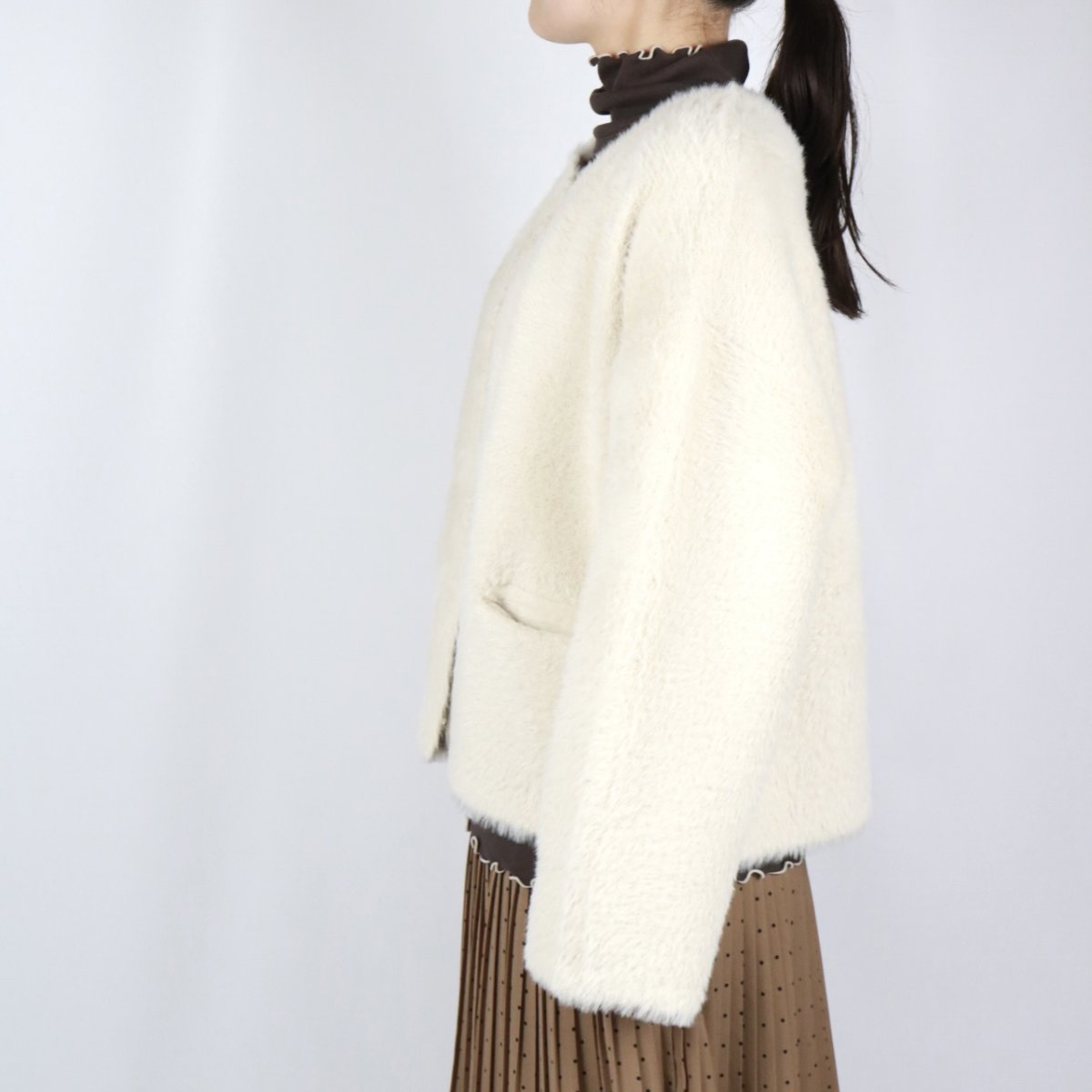 画像6: sosotto  フェイクファーニットカーデ   2色 (6)