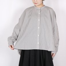 画像2: DIARIES   バック‪ギャザー ワイドシャツ  BLACK STRIPE (2)