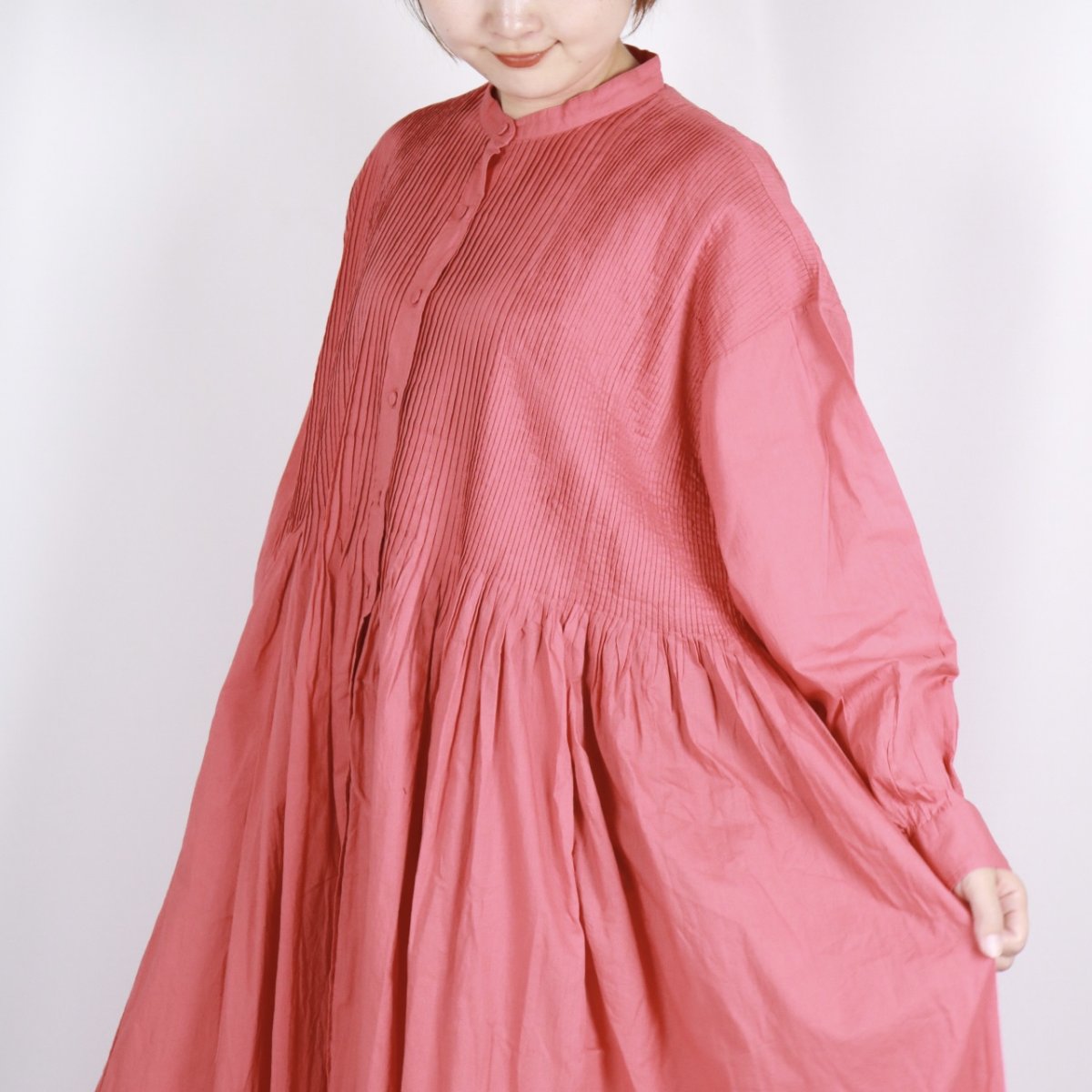 画像10: maison de soil 60s ORGANIC CAMBRIC PLAIN BANDED COLLAR DRESS WITH MINI PINTUCK 2色 (10)