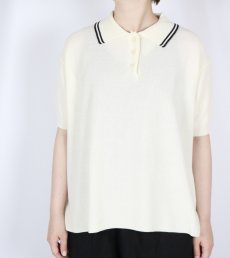 画像1: NARU  スノーコットン ラインポロ衿ニット (1)