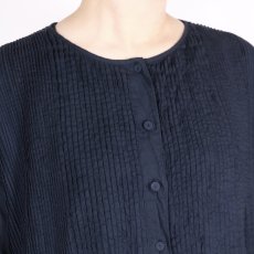 画像31: maison de soil 80s ORGANIC COTTON SMALL CHECK&VOILE PLAIN(OVER DYE) CREW NECK BUTTON SHIRT MAXI DRESS WITH PINTUCK 2色 (31)