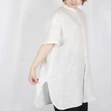 画像5:  SOIL 60s LINEN PLAIN BANDED COLLAR 3/4SL TUNIC 2色 (5)