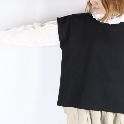 画像1: SOIL COTTON / WOOL TWILL WEAVE PLAIN FRENCH/SL BACK SIDE PLEATS PULLOVER 