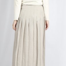 画像4: O'neil of dublin    IRISH LINEN LOW WAIST PLEATS WRAP SKIRT 80cm (WITH PIN)80丈　STONE BEIGE (4)