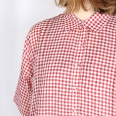 画像10: maison de soil HANDWOVEN COTTON/SILK GINGHAM CHECK REGULAR COLLAR DRESS WITH RAJASTHAN TUCK GATHERER 2色 (10)