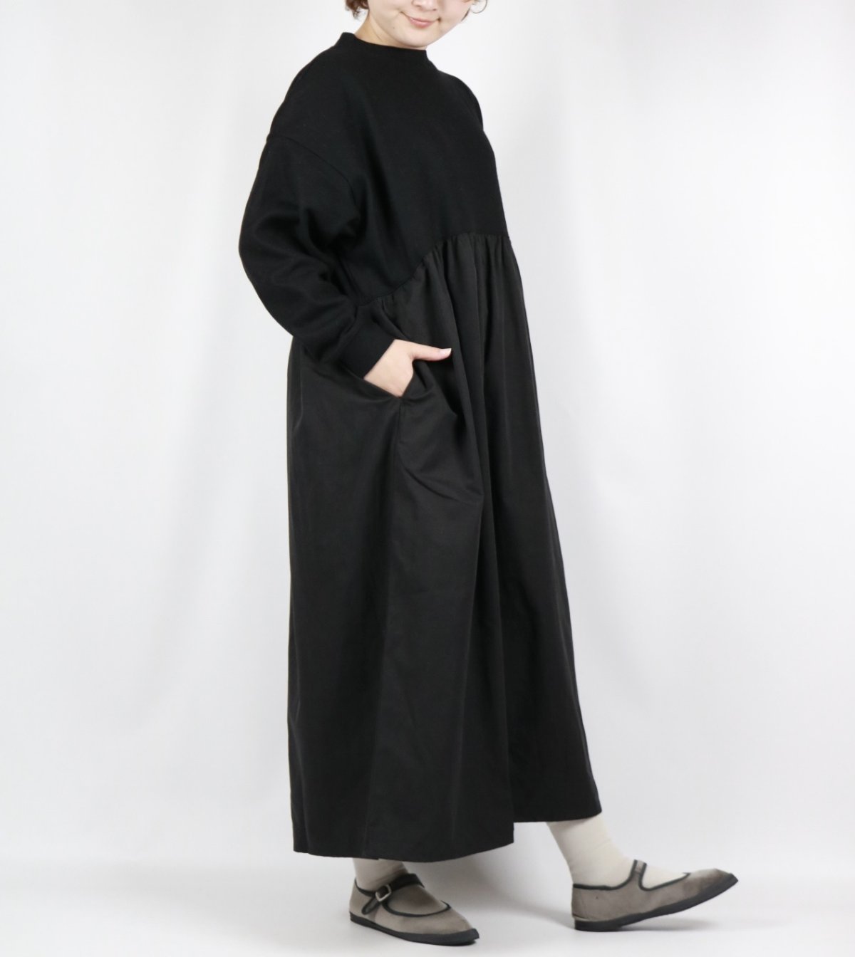 画像14: nachukara 　ウール混ニットコンビギャザーワンピース　2色 (14)