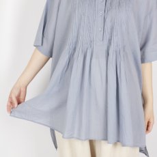 画像7: SOIL 80s COTTON VOILE PLAIN BANDED COLLAR S/SL PINTUCK SHIRT 2色 (7)