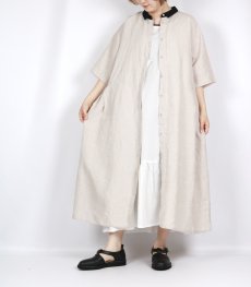 画像9: blue willow リネン平織り衿配色タックワンピース 3色 (9)