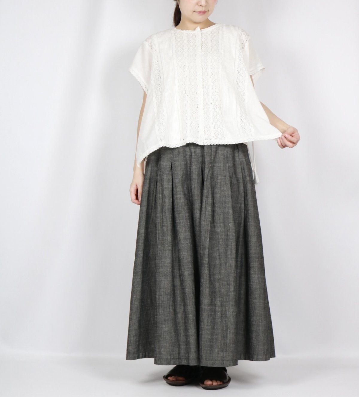 画像16: tumugu: コットンリネン ボイルレースベスト　3色 (16)