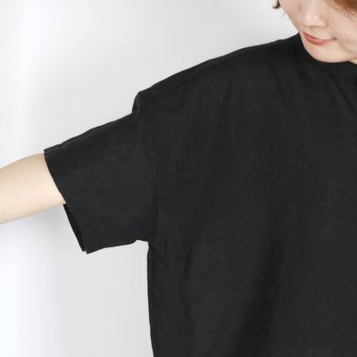画像1:  SOIL 60s LINEN PLAIN BANDED COLLAR 3/4SL TUNIC 2色