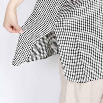 画像3: SOIL  60s LINEN CHECK BANDED COLLAR 3/4SL TUNIC