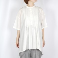 画像12: SOIL 80s COTTON VOILE PLAIN BANDED COLLAR S/SL PINTUCK SHIRT 2色 (12)