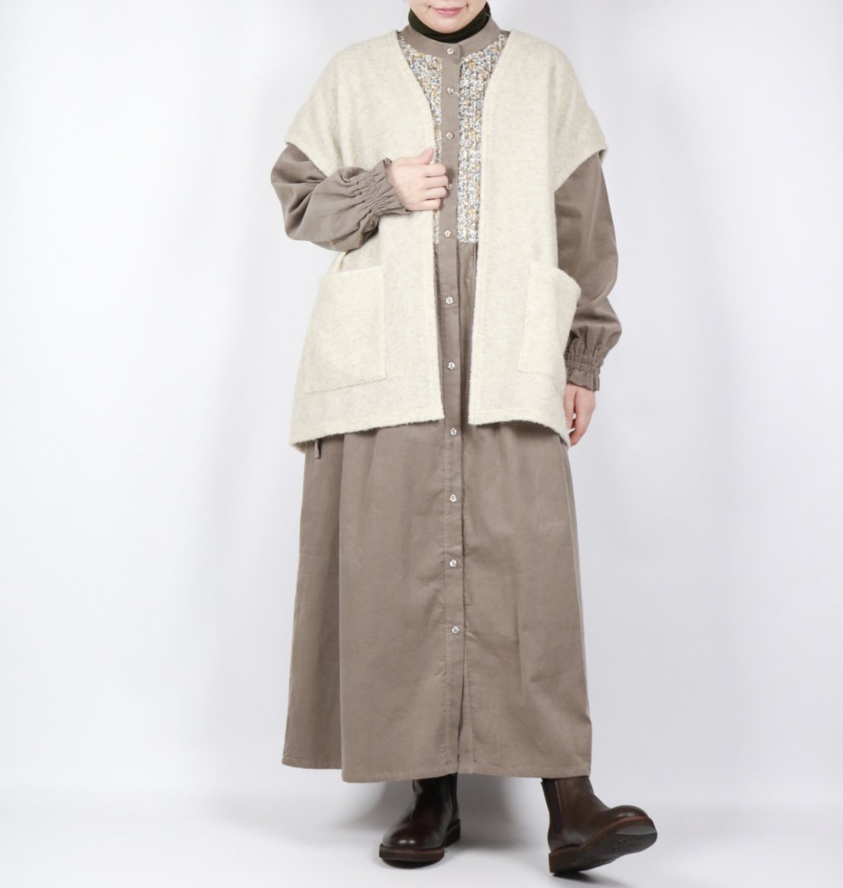 画像25: sosotto　細コール×LIBERTY ビブヨーク ワンピース　2色 (25)