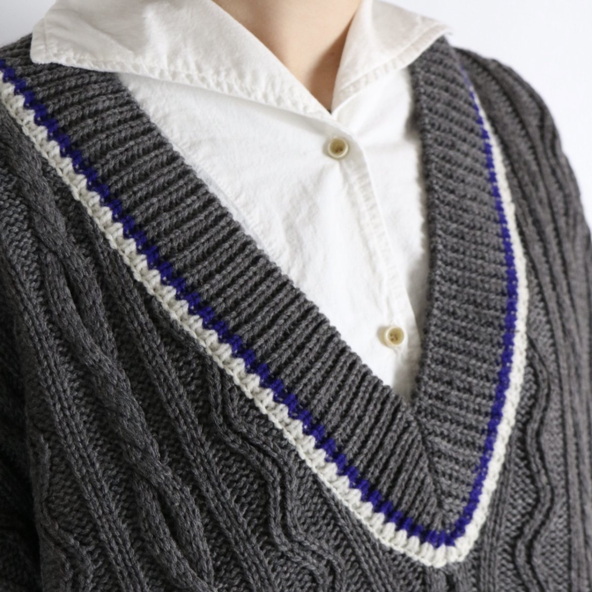 画像8: NARU SIMONE アラン柄チルデンニットベスト2色 (8)