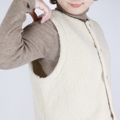 画像1: NARU   もこもこプードルパイル ショートベスト  3色