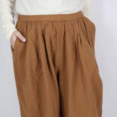 画像2: ROBE de PEAU Camille ウールタックパンツ CAMEL