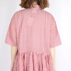 画像9: maison de soil HANDWOVEN COTTON/SILK GINGHAM CHECK REGULAR COLLAR DRESS WITH RAJASTHAN TUCK GATHERER 2色 (9)