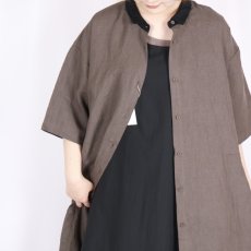 画像19: blue willow リネン平織り衿配色タックワンピース 3色 (19)