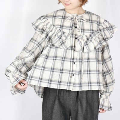 画像3: 【6月17日12:00までの期間限定販売】Nina Niina　check puff blouse　2色 