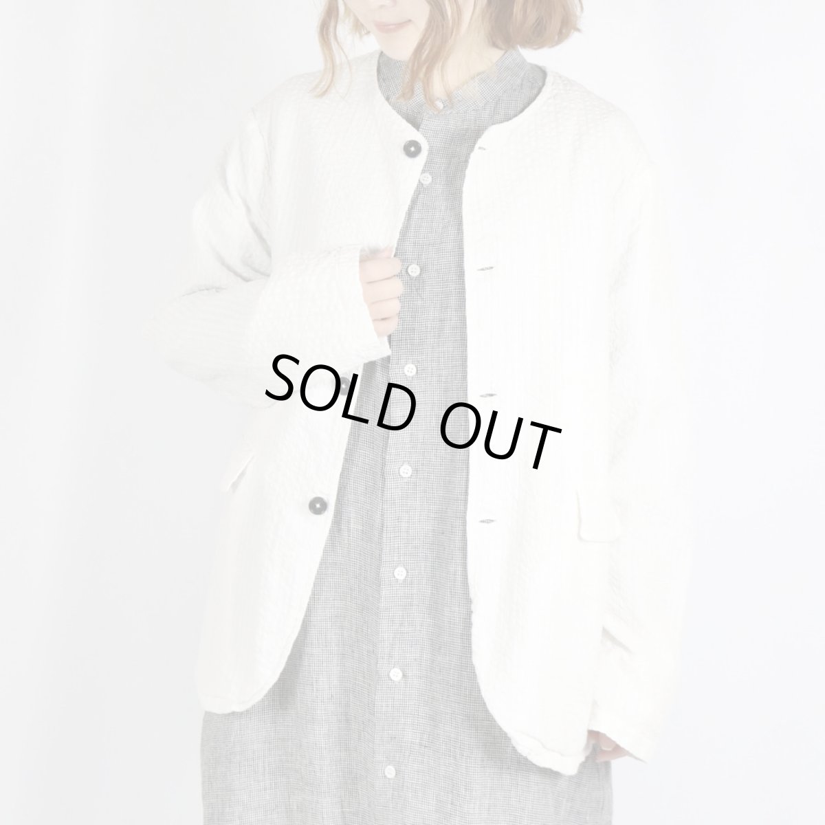 画像18: Vas-y Lentement　SEERSUCKER PLAIN OVERDYE SIDE VENTS NO COLLAR JACKET　2色 (18)