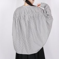 画像4: DIARIES   バック‪ギャザー ワイドシャツ  BLACK STRIPE (4)