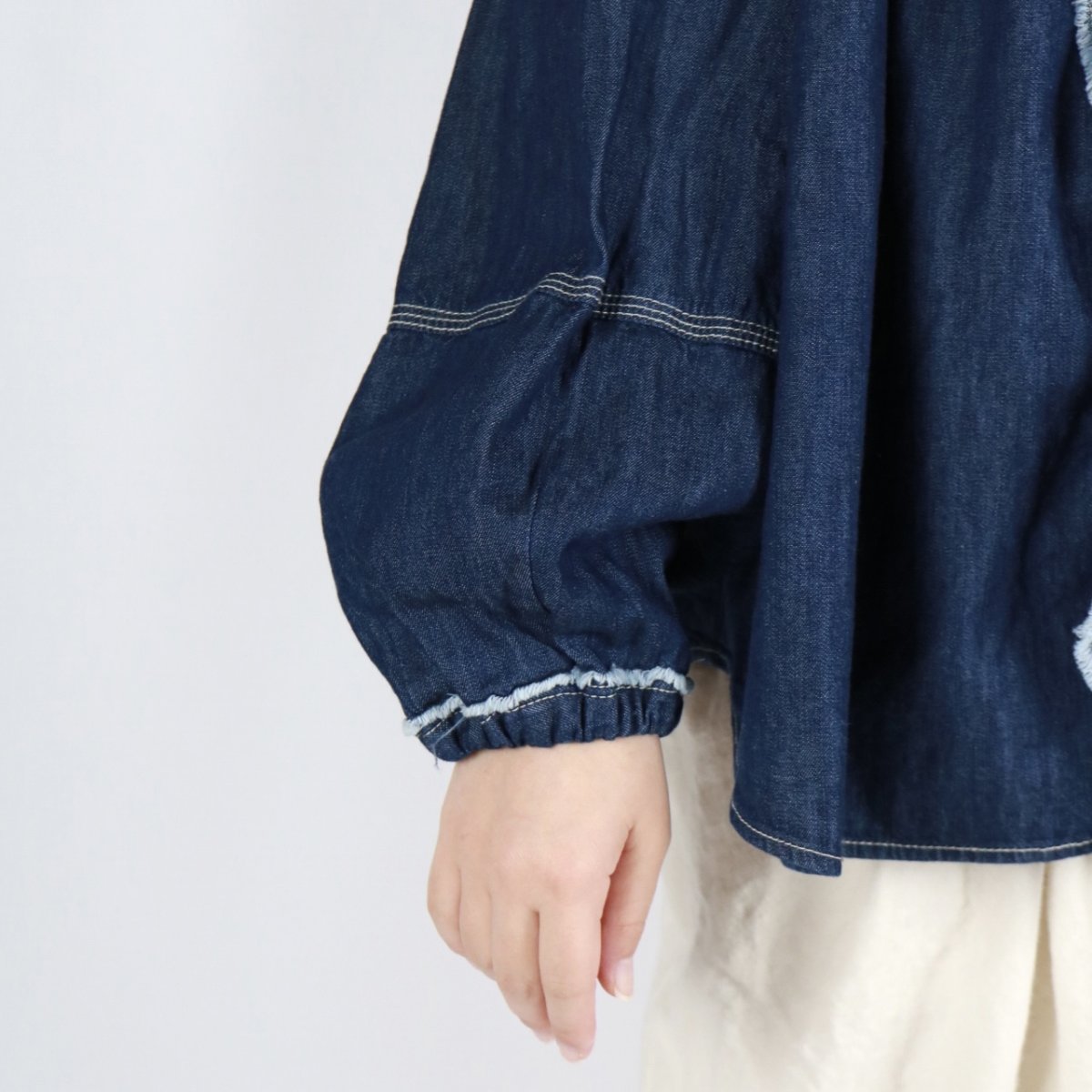 画像22: tumugu: ライトオンスデニムフリルブラウス 2色 (22)
