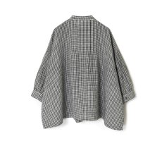 画像15: SOIL  60s LINEN CHECK BANDED COLLAR 3/4SL PINTUCK SHIRT (15)