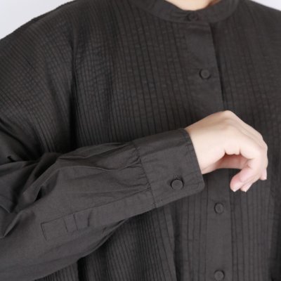 画像3: maison de soil 60s ORGANIC CAMBRIC PLAIN BANDED COLLAR DRESS WITH MINI PINTUCK 2色