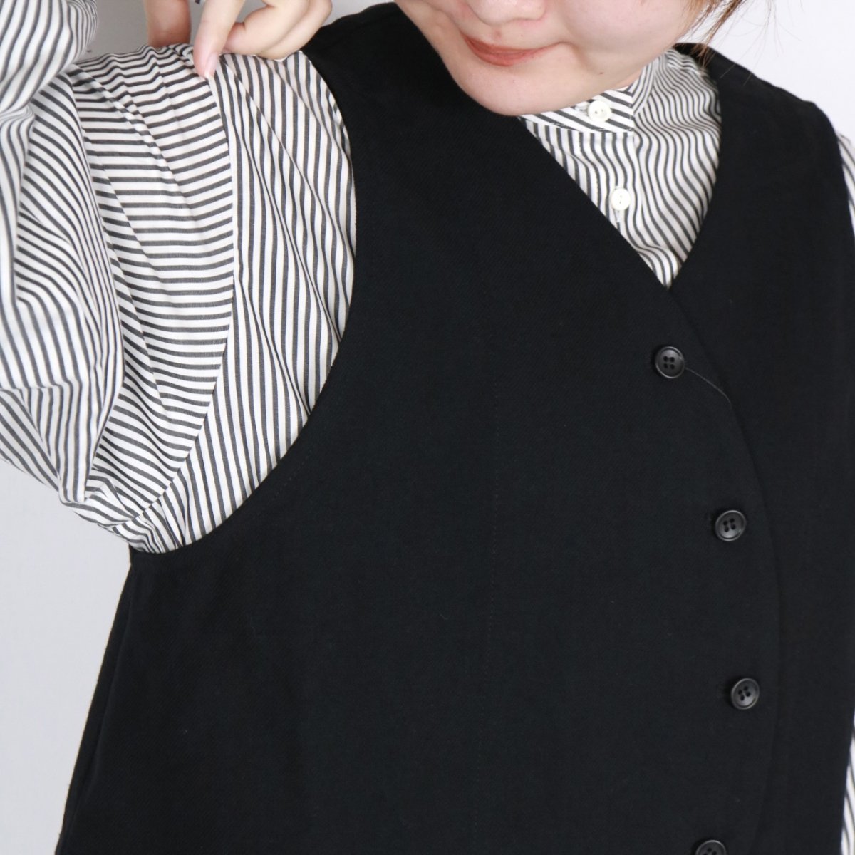 画像27: nachukara 綿麻先染ツイル フロントカーブ2wayベスト 3色 (27)