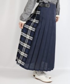 画像23: O'NEIL OF DUBLIN　IRISH LINEN PATCHWORK LOW WAIST PLEATS WRAP SKIRT LENGTH 80cm (WITH PIN)　2色 (23)