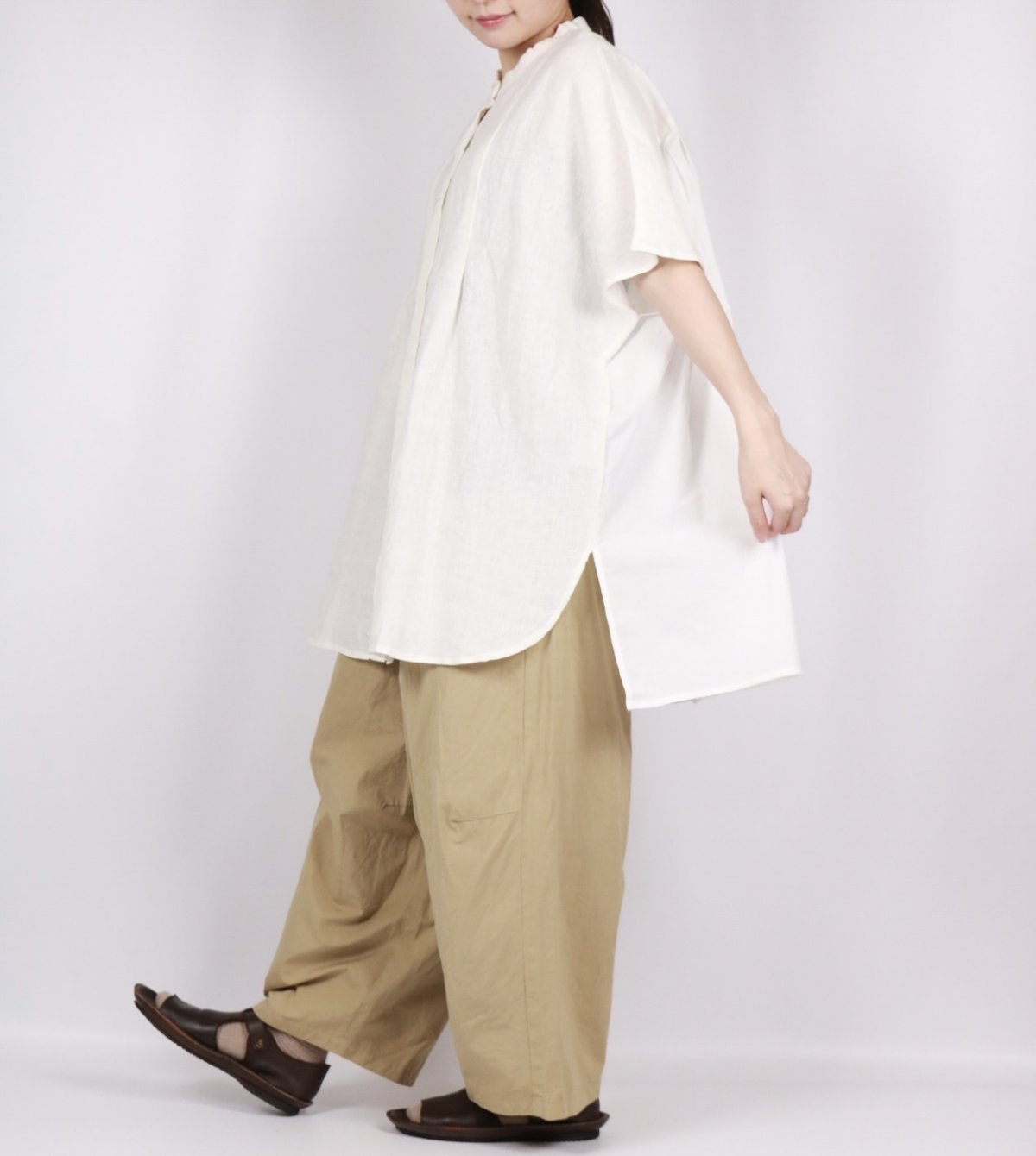 画像21: blue willow  リネン後ろ別布切り替え チュニック　2色 (21)