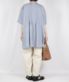 画像11: SOIL 80s COTTON VOILE PLAIN BANDED COLLAR S/SL PINTUCK SHIRT 2色 (11)