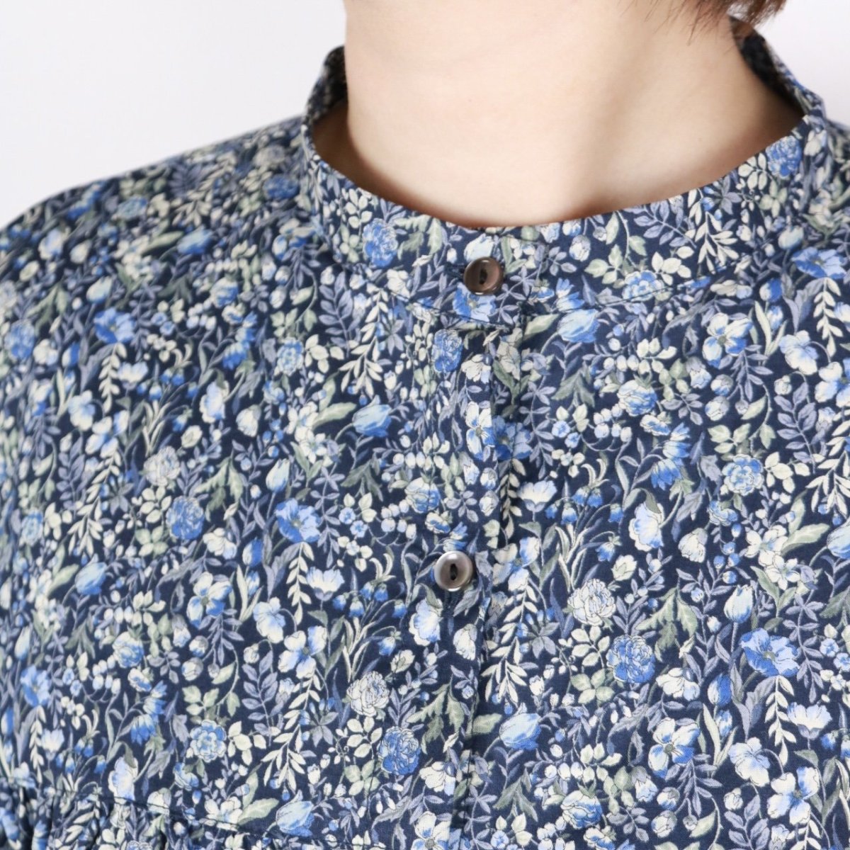 画像17: DIARIES  フラワープリント バンドカラーシャツ   2色 (17)