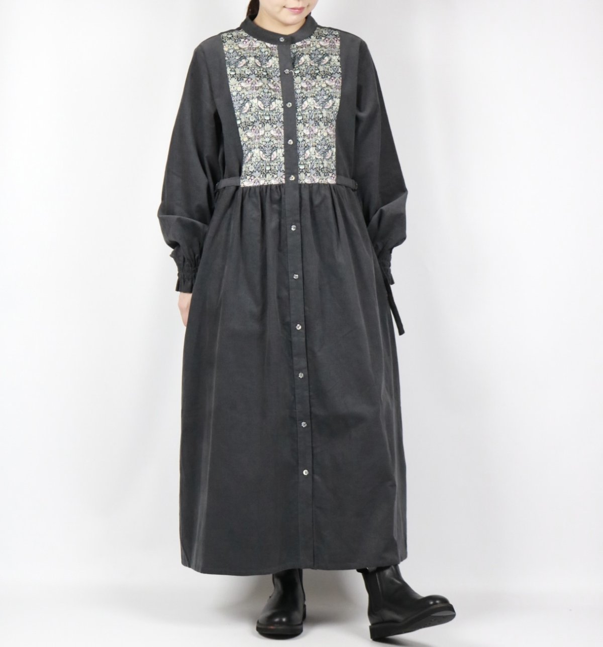 画像3: sosotto　細コール×LIBERTY ビブヨーク ワンピース　2色 (3)