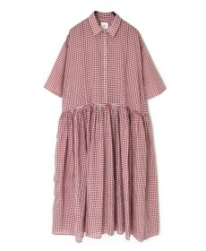 画像16: maison de soil HANDWOVEN COTTON/SILK GINGHAM CHECK REGULAR COLLAR DRESS WITH RAJASTHAN TUCK GATHERER 2色 (16)