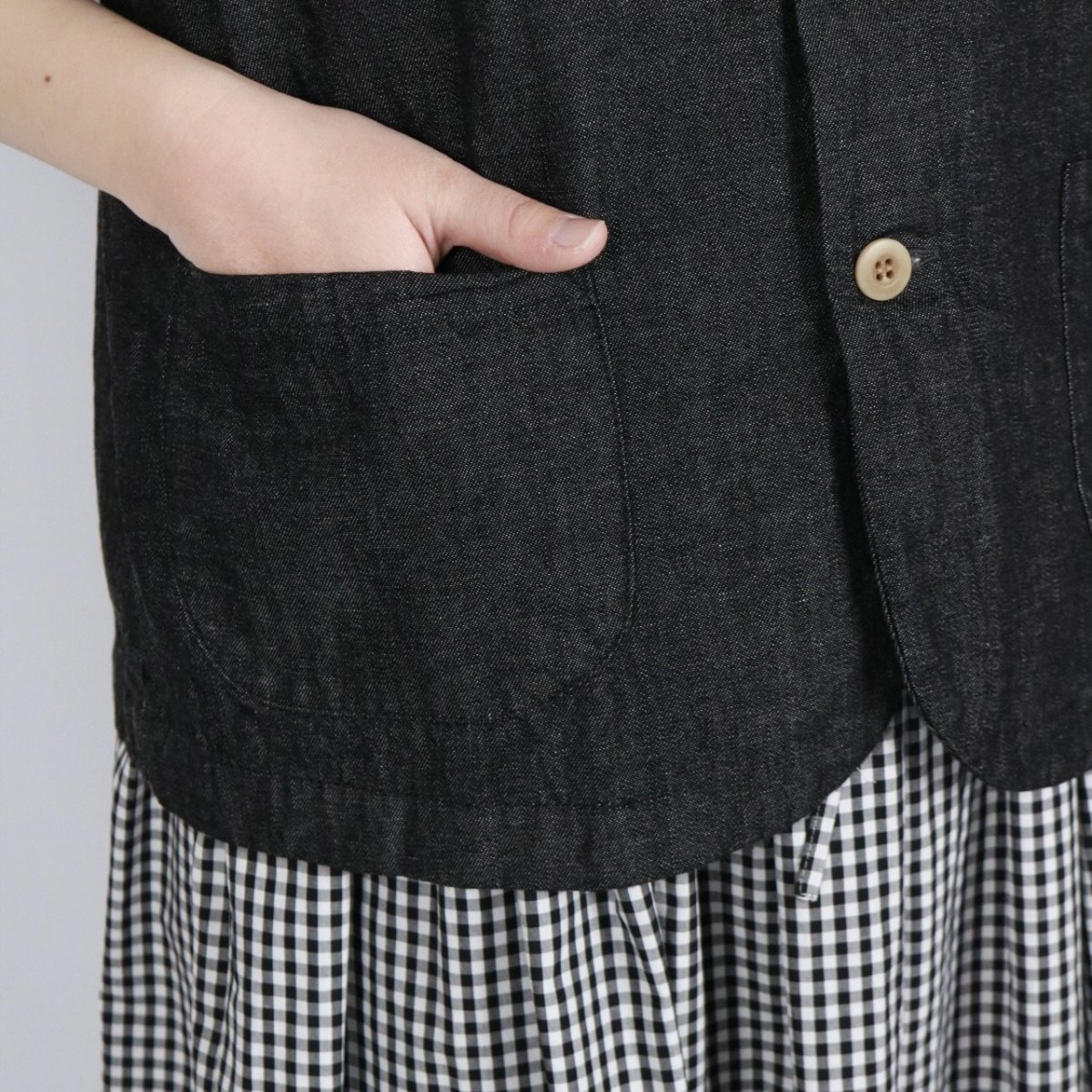 画像36: NARU 8ozムラデニムフロントボタンベスト　4色 (36)