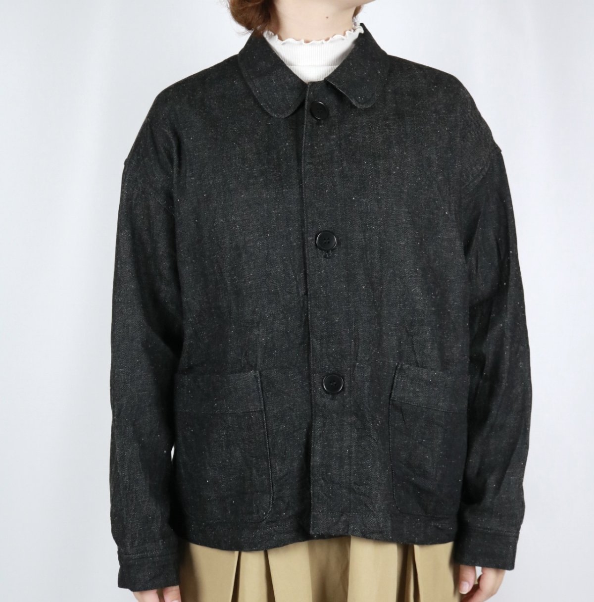 画像19: LABORATORY　ネップデニム フレンチワークジャケット　2色 (19)