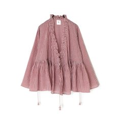 画像17: maison de soil  HANDWOVEN COTTON/SILK GINGHAM CHECK FRILL CASHE COUER  2色 (17)