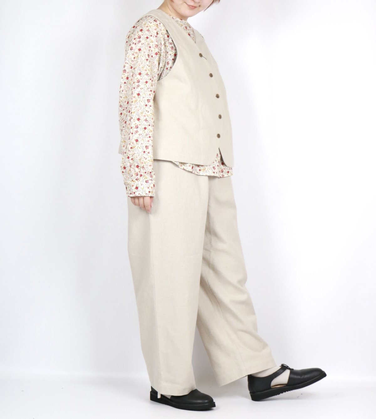 画像6: nachukara 綿麻先染ツイル フロントカーブ2wayベスト 3色 (6)