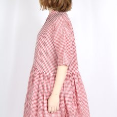 画像8: maison de soil HANDWOVEN COTTON/SILK GINGHAM CHECK REGULAR COLLAR DRESS WITH RAJASTHAN TUCK GATHERER 2色 (8)