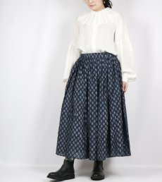 画像3: maison de soil  80s COTTON VOILE FLOWER BLOCK PRINT RAJASTAN TUCK GATHERED SKIRT WITH LINING 2色 2サイズ (3)