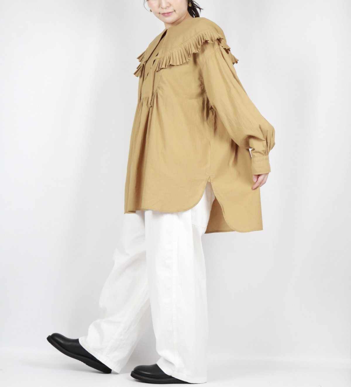 画像6: tumugu: ふわふわコットンフリルフードプルオーバー2色 (6)