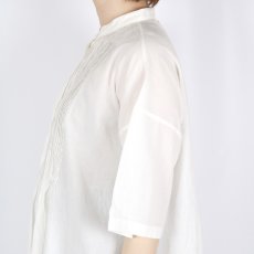 画像20: SOIL 80s COTTON VOILE PLAIN BANDED COLLAR S/SL PINTUCK SHIRT 2色 (20)