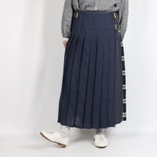 画像14: O'NEIL OF DUBLIN　IRISH LINEN PATCHWORK LOW WAIST PLEATS WRAP SKIRT LENGTH 80cm (WITH PIN)　2色 (14)