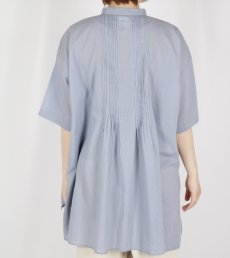 画像3: SOIL 80s COTTON VOILE PLAIN BANDED COLLAR S/SL PINTUCK SHIRT 2色 (3)