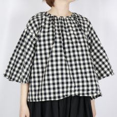 画像14: Gauze# GINGHAM BELL SLEEVE PULLOVER 2色 (14)