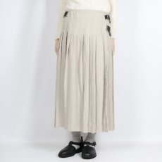 画像2: O'neil of dublin    IRISH LINEN LOW WAIST PLEATS WRAP SKIRT 80cm (WITH PIN)80丈　STONE BEIGE (2)