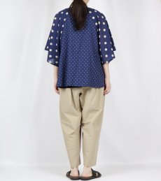 画像17: SOIL  VOILE DOT PRINT(PATCHWORK) V-NECK FRARED SLEEVE PULLOVER  2色 (17)